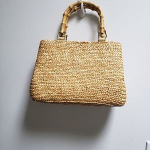 Summery Straw purse with Bamboo handles